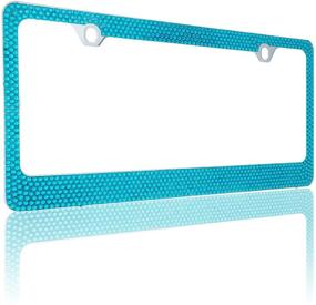 img 3 attached to 🔹 BLVD-LPF OBEY YOUR LUXURY: Spark Up Your Ride with the Popular Bling 7 Row Blue Color Crystal Metal Chrome License Plate Frame