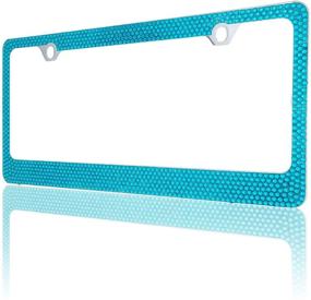 img 2 attached to 🔹 BLVD-LPF OBEY YOUR LUXURY: Spark Up Your Ride with the Popular Bling 7 Row Blue Color Crystal Metal Chrome License Plate Frame