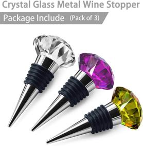 img 1 attached to Dazzle Your Guests with JETKONG Diamond Shaped Crystal Metal Wine and Beverage Bottle Stoppers - Set of 3 (Yellow White Purple)