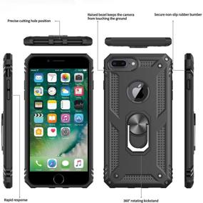 img 2 attached to 📱 LeYi Compatible iPhone Plus Case with Tempered Glass Screen Protector [2Pack] - Military-Grade Phone Cases with Kickstand Ring - Black (iPhone 8 Plus, 7 Plus, 6 Plus/6s Plus)