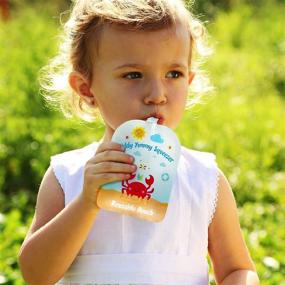 img 2 attached to 🍏 Reusable Food Pouches - 6 Large Refillable Squeeze Pouches Loved by Kids of All Ages