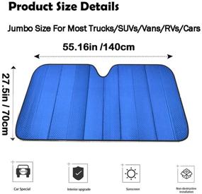 img 3 attached to 🚗 Car Windshield Sunshade: Foldable UV Ray Reflector for Auto Front Window | Keep Vehicle Cool - Blue (55"x 27.5")