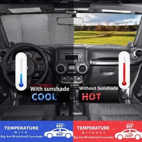 img 1 attached to 🚗 Автомобильная защита от солнца на лобовое стекло: складывающийся отражатель ультрафиолетовых лучей для переднего окна автомобиля | Сохраняет прохладу внутри автомобиля - голубой (55"х 27.5")