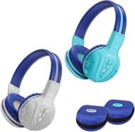 🎧 simolio kids headphones - 2 pack for boys and girls, teens bluetooth headphones with hearing protection, wireless children headphones with eva case for school and travel (grey/mint) logo