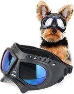 🕶️ sldpet dog sunglasses: stylish & protective uv glasses for small breed dogs with long snouts - wind & snow proof, soft frame & adjustable straps - black with blue lens логотип