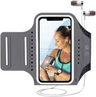 📱 milprox cell phone armband - waterproof universal phone arm holder with adjustable elastic band & card holder - fits all phones up to 6.5 inches (iphone, samsung, lg, pixel) - gray - ideal for gym and hiking logo