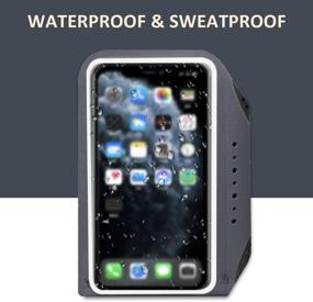 img 2 attached to 📱 MILPROX Cell Phone Armband - Waterproof Universal Phone Arm Holder with Adjustable Elastic Band & Card Holder - Fits All Phones up to 6.5 Inches (iPhone, Samsung, LG, Pixel) - Gray - Ideal for Gym and Hiking