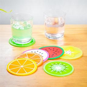 img 3 attached to 🍉 DomeStar Fruit Coaster Set: 7PCS 3.5" Non-Slip Silicone Drink Mats – Heat Insulation, Colorful & Unique Slice Design – Protect Furniture and Tabletop