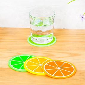 img 2 attached to 🍉 DomeStar Fruit Coaster Set: 7PCS 3.5" Non-Slip Silicone Drink Mats – Heat Insulation, Colorful & Unique Slice Design – Protect Furniture and Tabletop