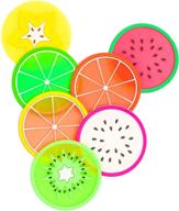 🍉 domestar fruit coaster set: 7pcs 3.5" non-slip silicone drink mats – heat insulation, colorful & unique slice design – protect furniture and tabletop logo