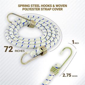 img 3 attached to 🔗 Ram-Pro Heavy-Duty Bungee Cords Set - 6 Pack 72" Long with Galvanized Steel Hooks - Thick Straps Included in Variety Pack