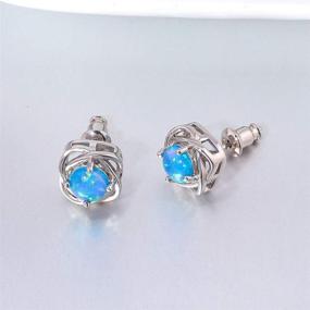 img 3 attached to 💐 CiNily Opal Flower Stud Earrings for Women & Teen Girls - Rhodium Plated Hypoallergenic Gemstone Jewelry Gift (10-12mm)