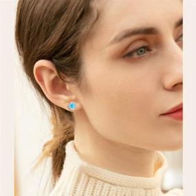 img 2 attached to 💐 CiNily Opal Flower Stud Earrings for Women & Teen Girls - Rhodium Plated Hypoallergenic Gemstone Jewelry Gift (10-12mm)