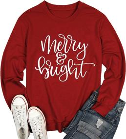 img 1 attached to 🎄 Merry and Bright Christmas Sweatshirt Women - Funny Xmas Lights Blouse Tops for Holiday Shirts