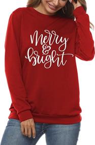 img 2 attached to 🎄 Merry and Bright Christmas Sweatshirt Women - Funny Xmas Lights Blouse Tops for Holiday Shirts