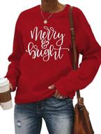 🎄 merry and bright christmas sweatshirt women - funny xmas lights blouse tops for holiday shirts logo