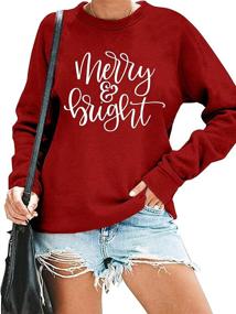 img 3 attached to 🎄 Merry and Bright Christmas Sweatshirt Women - Funny Xmas Lights Blouse Tops for Holiday Shirts