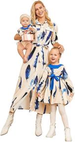 img 4 attached to 👗 Blue Feather Short Sleeve Shirt Dress - Mommy and Me Matching Set of Maxi Dresses