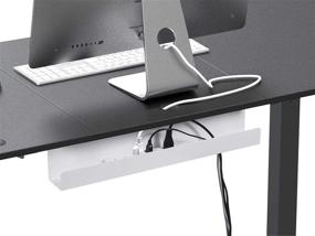 img 1 attached to Monoprice Workstream Collection White Under Desk Cable Tray - Steel with Power Supply and Efficient Wire Management