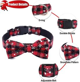 img 1 attached to 🎀 Stylish Malier 2 Pack Dog Collar with Bow Tie: Christmas Classic Plaid Snowflake Design for Small Medium Large Dogs Cats Pets