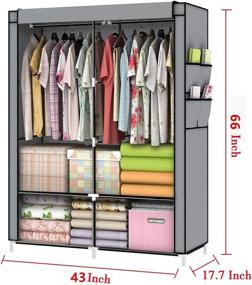 img 2 attached to 👗 YOUUD Portable Wardrobe Closet Organizer | Gray Clothes Storage Solution