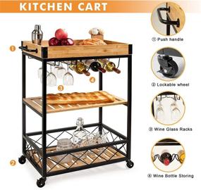 img 1 attached to 🎋 Bamboo Kitchen Cart with Mesh Shelves: Versatile Home and Outdoor Bar Cart on Wheels - 30×15.8×35.5 Inches