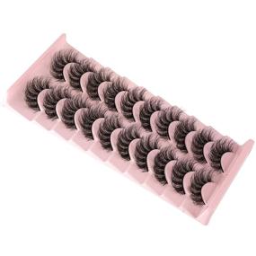 img 1 attached to 👁️ 10 Pairs Pack of Wiwoseo Natural Faux Mink Eyelashes - Wispy, Fluffy, Curly, 3D Effect, Fake Eyelashes