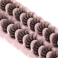 👁️ 10 pairs pack of wiwoseo natural faux mink eyelashes - wispy, fluffy, curly, 3d effect, fake eyelashes logo