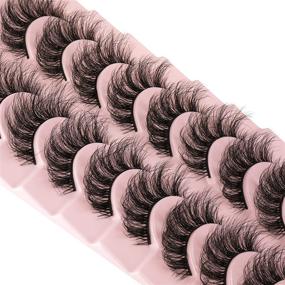 img 4 attached to 👁️ 10 Pairs Pack of Wiwoseo Natural Faux Mink Eyelashes - Wispy, Fluffy, Curly, 3D Effect, Fake Eyelashes