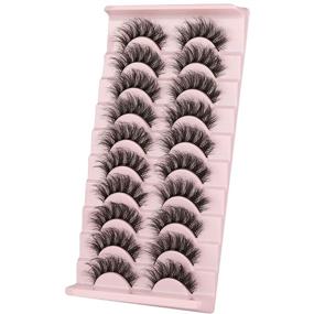 img 2 attached to 👁️ 10 Pairs Pack of Wiwoseo Natural Faux Mink Eyelashes - Wispy, Fluffy, Curly, 3D Effect, Fake Eyelashes