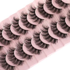 img 3 attached to 👁️ 10 Pairs Pack of Wiwoseo Natural Faux Mink Eyelashes - Wispy, Fluffy, Curly, 3D Effect, Fake Eyelashes