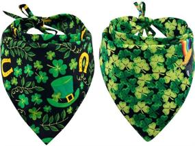 img 4 attached to 🍀 2 Pack Reversible St. Patrick's Day Dog Bandana Triangle Bibs Scarf Accessories for Dogs Cats Pets Animals by KZHAREEN