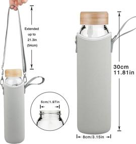 img 2 attached to Stay Hydrated with Ferexer 32oz Borosilicate Glass Water Bottle: Time Marker, Wide Mouth, Straw, Neoprene Sleeve, Bamboo Lid in Gradient Green