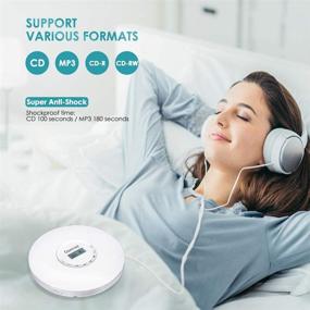 img 1 attached to 🎧 Compact Portable CD Player with Rechargeable Battery & Anti-Skip/Shockproof Technology - Gueray Personal CD Player with Headphones & LCD Display (White)