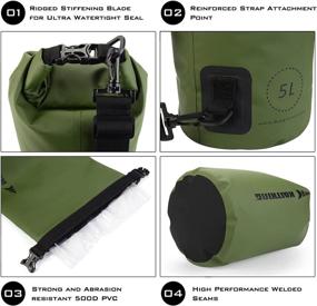 img 1 attached to KastKing Cyclone Seal Waterproof Dry Bags - Ultimate Storage Solution, 5L/ 10L/ 20L/ 30L Roll Top Sack, Military Grade Construction for Swimming, Kayaking, Boating, Hiking, Camping, Fishing, Biking, Skiing