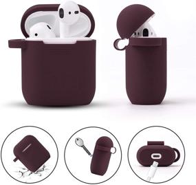 img 3 attached to 🎧 Силиконовый чехол с бриллиантовым ключиком для Airpods с дискобальной бусиной - защита от царапин и падений (бургундский).