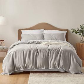 img 1 attached to 🛏️ Bedsure Linen Duvet Cover Queen Size - Premium French Linen 3 Piece Bedding Set for Hot Sleepers – Organic Cooling Comfort, Soft & Breathable – Includes 1 Duvet Cover & 2 Pillowcases