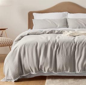 img 4 attached to 🛏️ Bedsure Linen Duvet Cover Queen Size - Premium French Linen 3 Piece Bedding Set for Hot Sleepers – Organic Cooling Comfort, Soft & Breathable – Includes 1 Duvet Cover & 2 Pillowcases