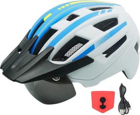 img 4 attached to 🚲 Adjustable Adult Bike Helmet with USB Rechargeable LED Light, Detachable Visor & Magnetic Goggles - Road Cycling Helmet for Men and Women