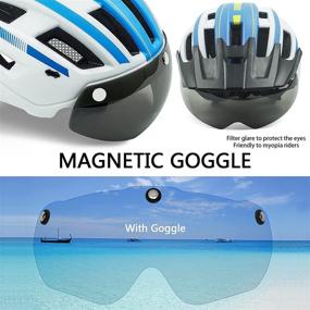 img 3 attached to 🚲 Adjustable Adult Bike Helmet with USB Rechargeable LED Light, Detachable Visor & Magnetic Goggles - Road Cycling Helmet for Men and Women