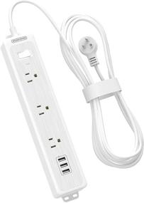 img 4 attached to NTONPOWER Long Power Strip with USB: 15ft Extension Cord Surge Protector, 3 AC Outlets, 3 USB Ports - Home Office, Travel, Dorm Room Essentials, White