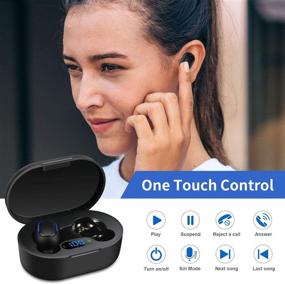 img 3 attached to 🎧 Wireless Earbuds Bluetooth 5.0 with LED Display Case, IPX7 Waterproof, 3D Stereo Audio - Black