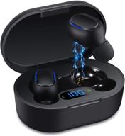 🎧 wireless earbuds bluetooth 5.0 with led display case, ipx7 waterproof, 3d stereo audio - black logo