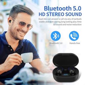 img 1 attached to 🎧 Wireless Earbuds Bluetooth 5.0 with LED Display Case, IPX7 Waterproof, 3D Stereo Audio - Black