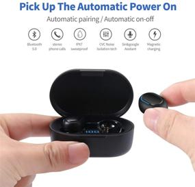 img 2 attached to 🎧 Wireless Earbuds Bluetooth 5.0 with LED Display Case, IPX7 Waterproof, 3D Stereo Audio - Black