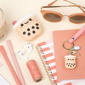 img 3 attached to 🎀 Чехол для AirPods Pro в розовом стиле "Girly Pink Boba Milk Tea" с брелоком для женщин и девочек - стильная защита для зарядного кейса AirPods Pro.