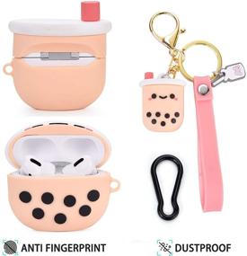 img 1 attached to 🎀 Чехол для AirPods Pro в розовом стиле "Girly Pink Boba Milk Tea" с брелоком для женщин и девочек - стильная защита для зарядного кейса AirPods Pro.