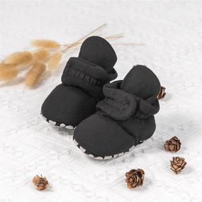 img 3 attached to 👶 Sawimlgy Newborn Infant Baby Booties: Cozy Cotton Stay On Sock Slippers with Non-Skid Grippers and Soft Ankle Boots – Perfect Crib Shoe for Warmth and Style; Ideal Baby Shower or Birthday Gift for First Walkers