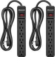 🔌 dewenwils 6-outlet power strip surge protector: 2-pack with wall mount, 6ft extension cord, flat plug, ul listed logo