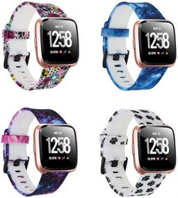 img 4 attached to Ремешок для часов Fitbit Versa/Versa 2/Versa Lite с узором - запасной браслет для женщин и мужчин (маленький/большой), совместимый аксессуар